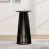 43.5" High Round Bar Table, Modern Wood Cocktail Table with Columnar Wooden Strips Base, Stylish Pub Table for Bistro Parties 6