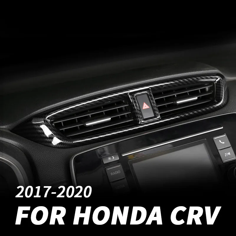 For Honda CRVCR-V 2017 2018 Car Stainless steel Front air outlet decorative frame ABS carbon fiber Center console sequin sticker
