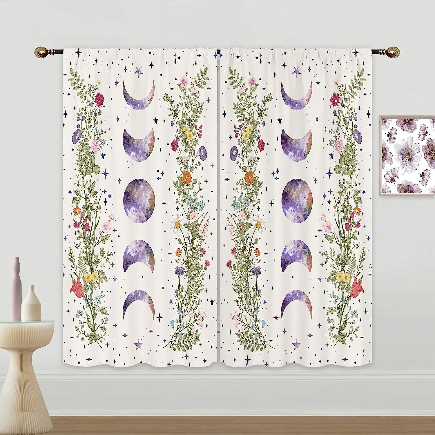 

Witchy Gothic Aesthetic Spring Nature Curtain for Living Room Modern Curtains for Bedroom Thin Shading Drapes Kitchen Curtains
