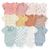 New Born Bodysuits 6Pieces Cotton Baby Girl Clothes Summer Animal Baby Boy Clothes Set Sleeveless Solid Color Bebes