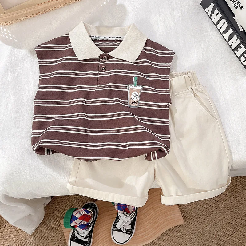 

Boys Clothes Sets Summer 2024 Children Cotton Polo Shorts Vest Shorts 2pcs Casual Suit For Baby Jogging Tracksuits Kids Outfits