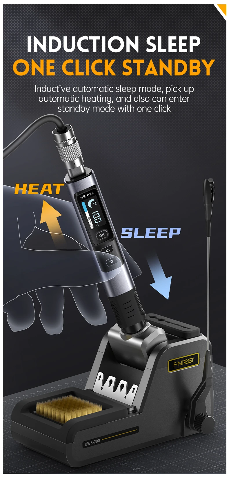 HS-02A HS-02B Intelligent Electric Soldering Iron 24V 100-450 ℃ Welding Material