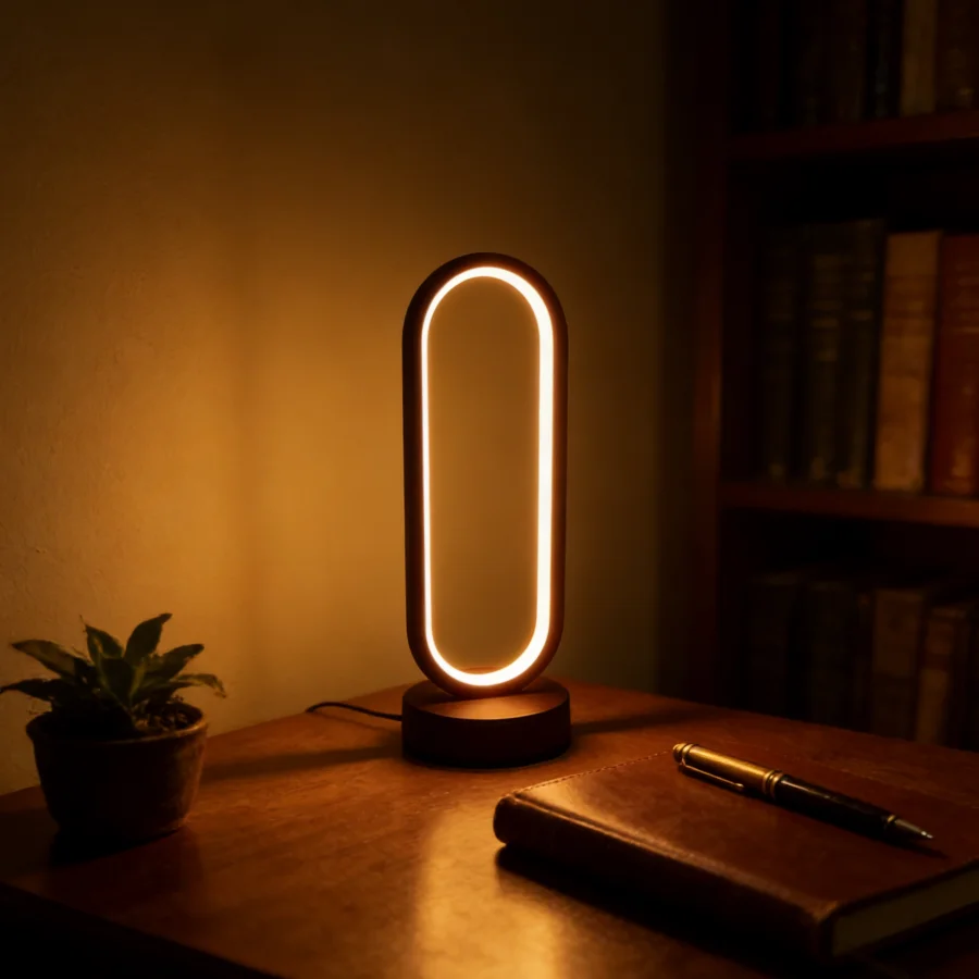1개의 세련된 수직 타원형 LED 테이블 램프, 침실, 거실 및 홈 오피스용 USB 전원 조절 가능 침대 옆 야간 조명