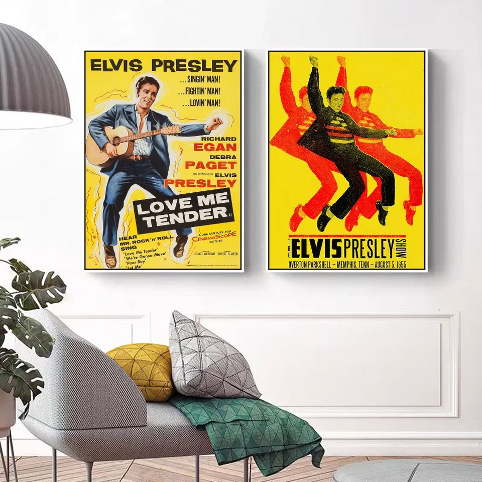 ヴィンテージのエルビスプレスリーロックシンガー,粘着ポスター