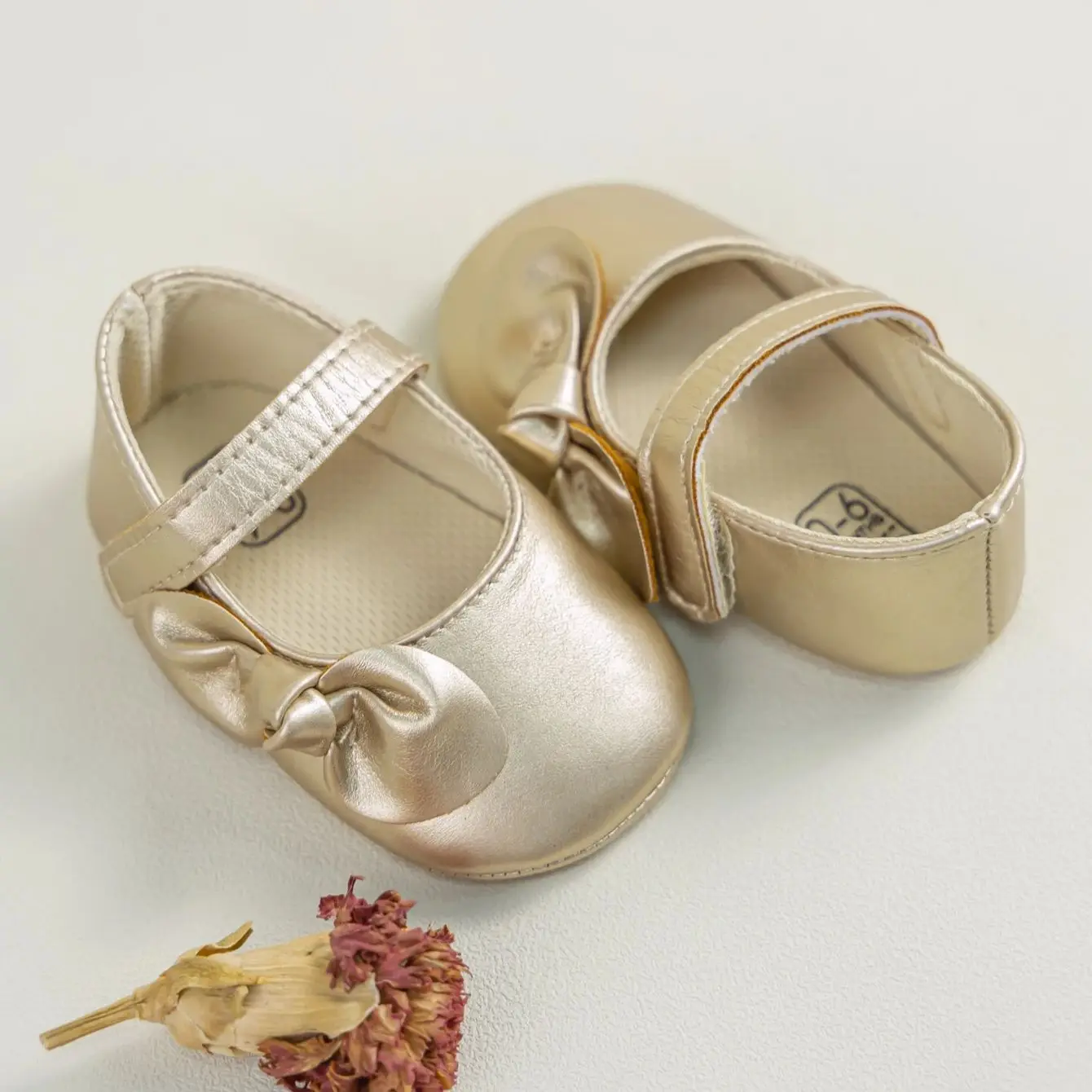 Meckior Exquisite Baby Girl Princess Shoes Gold Bow Newborn Durable Comfortable Outdoor Toddler Ballet Slippers Kids Girls Shoes 4