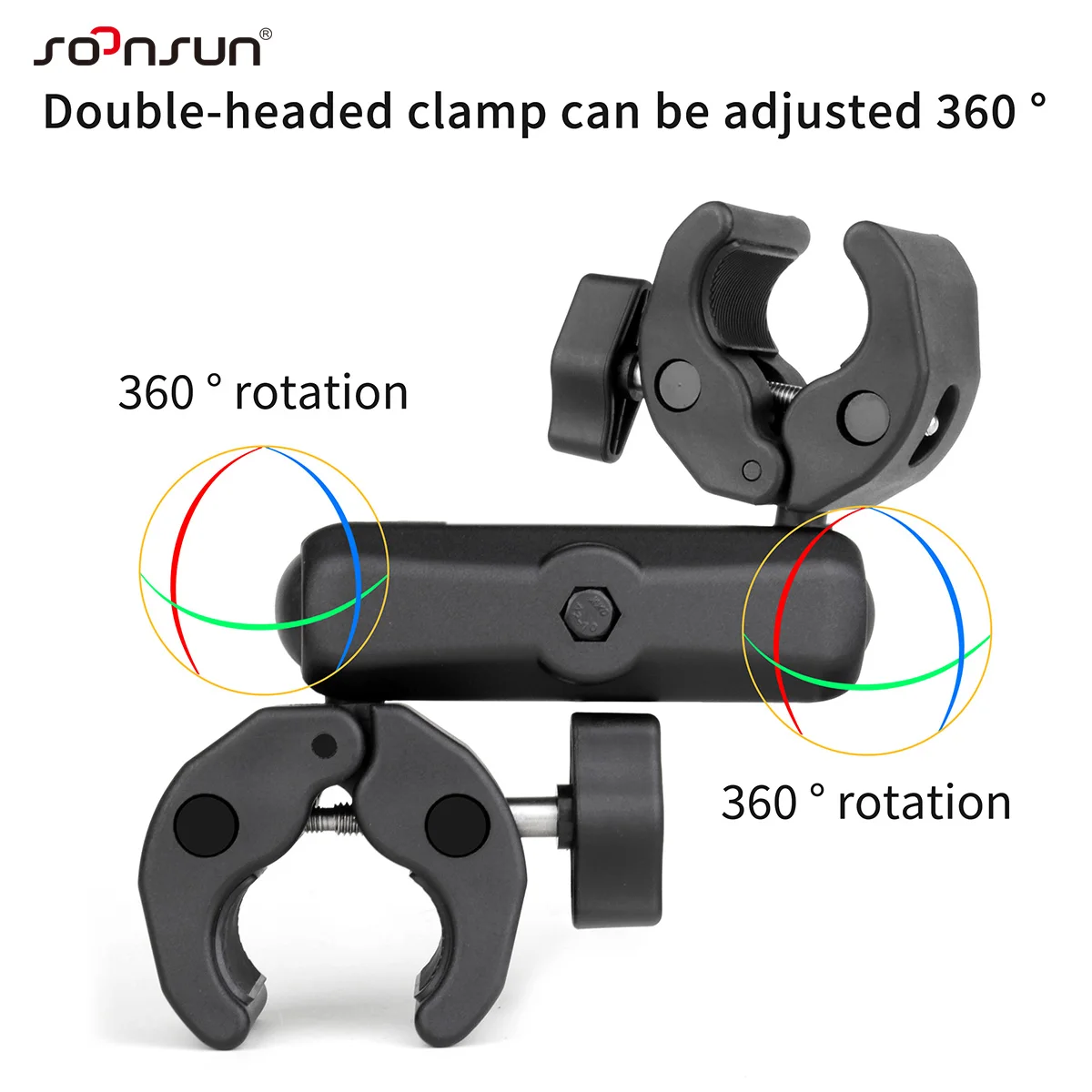 Camera Mount Double Super Clamp for GoPro Akaso Insta360 DJI Action Cameras Pole Stick Shoot Cycling Accessories action camera accessory action camera mount