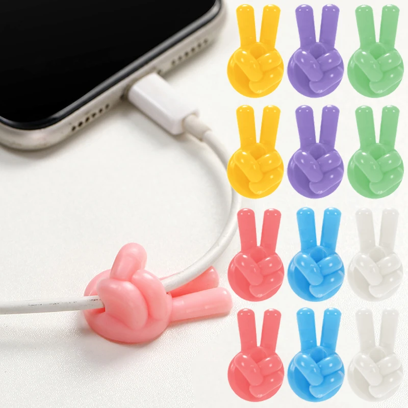 

2/4Pcs Creative Self-Adhesive Thumb Cable Organizer Management Wire Holder USB Cable Winder Desktop Key Hanger Hooks Cable Clips