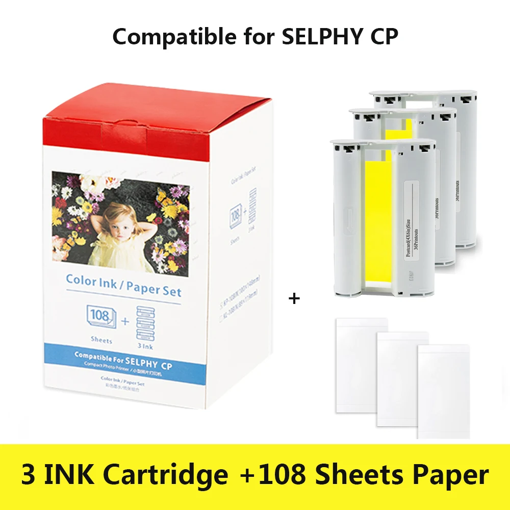 Cartucce Di Inchiostro Kp108In 3 Compatibili Per Canon Selphy Cp Photo Paper 4 "X6" Selphy Cp1300 Cp1200 Cp910 Cp900 Cp760