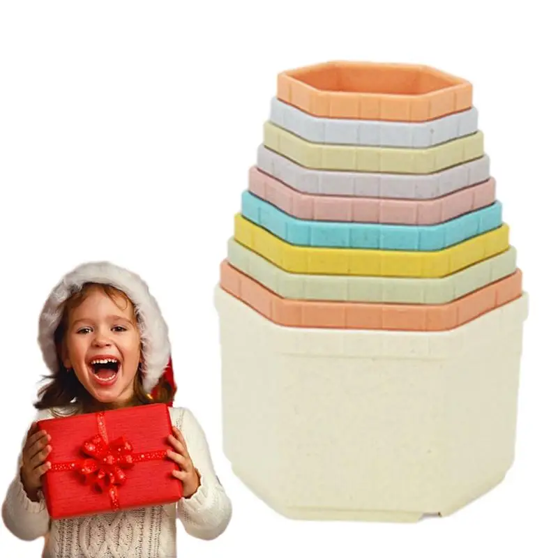 

Stack Cups 10PCS Funny Nesting Cups Stacking Toys Competitive Safe Unique Educational Toy Holiday Gift For Color Recognition