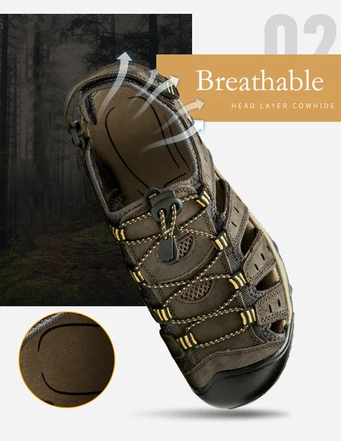 FLARUT Sandali Trekking Uomo - Sandali Sportivi Traspiranti Con Chiusura A Velcro