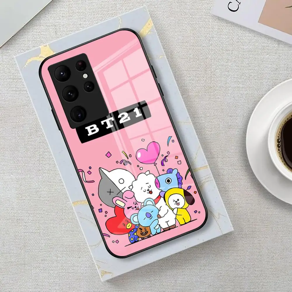 Kpop A-B-BT21-S Phone Case with Glass Cover – Sleek Design and Durable Protection