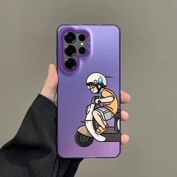 Silver Cartoon Couple Electric Car Design Phone Case Cover - Samsung S22 5G (B1 - Purple)
