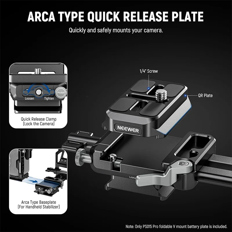NEEWER Foldable V Mount Battery Plate Arca Camera Baseplate RS3 RS4 Gimbal & Tripod Lightweight DSLR Camera Video Rig