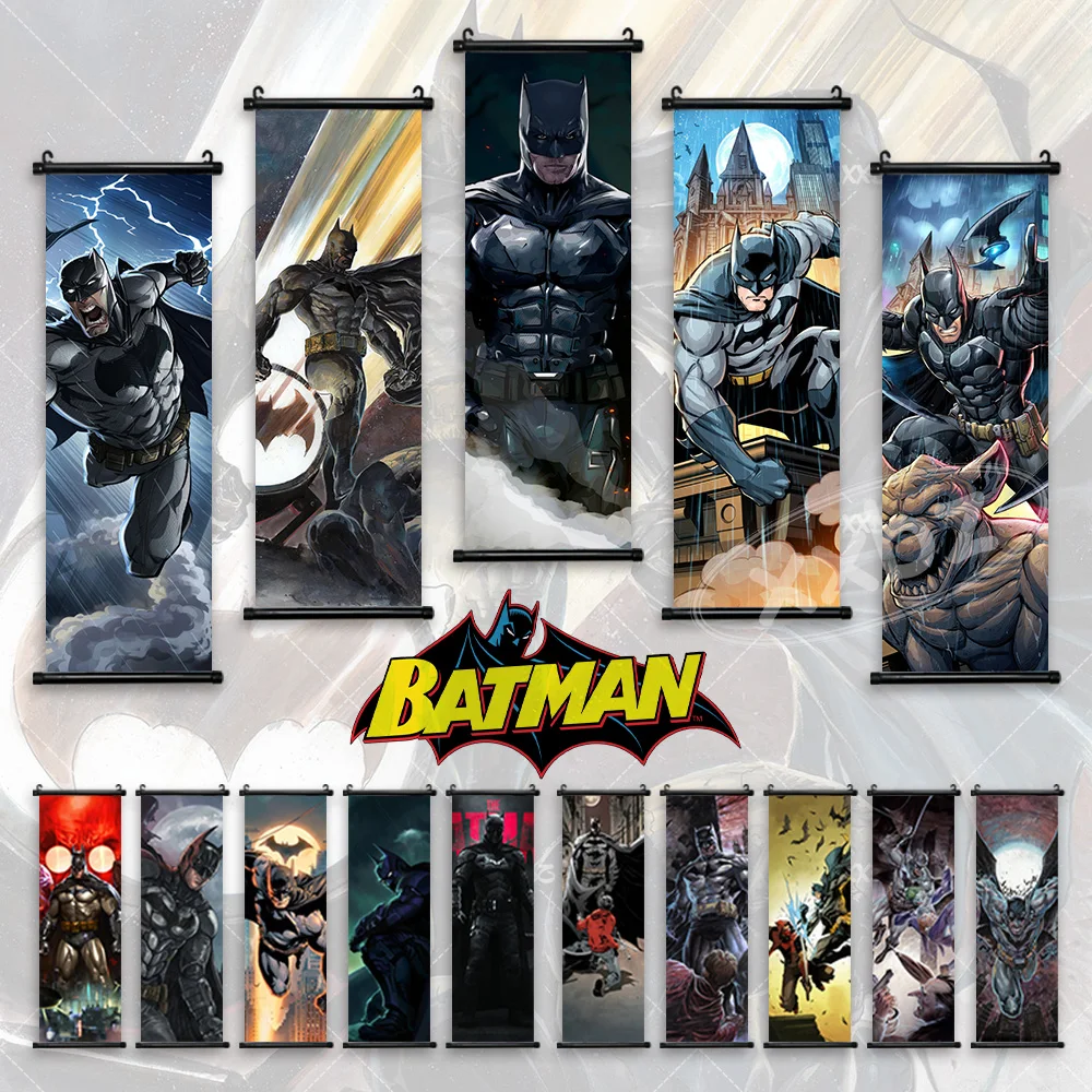 Dc Comics Poster Batman Hanging Painting Justice League Canvas Wall Art Batgirl Home Decoration Anime Joker Scroll Picture Gift