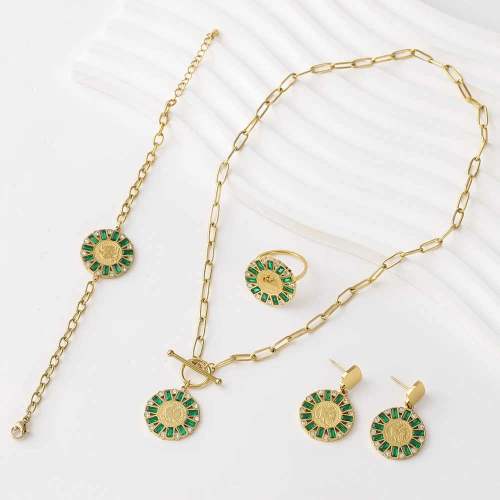 

Fashionable 316l Stainless Steel Jewelry Set Crystal Necklace New Trend Earrings Jewelry Party Gifts