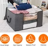 Large Clothes Storage Bags with Zips Duvet Storage Bag King Size Thick Breathable Fabric Underbed Storage Bags with Clear Window 3