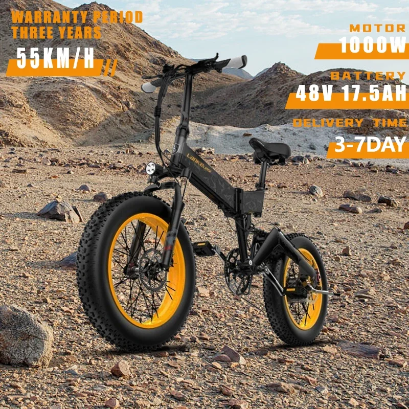 Mountain E Bike 1000W Potente Motore 48 V17.5Ah Batteria Al Litio 20*4.0 Pollici Fat Tire City Bicicletta Elettrica Snow Beach Power Bike