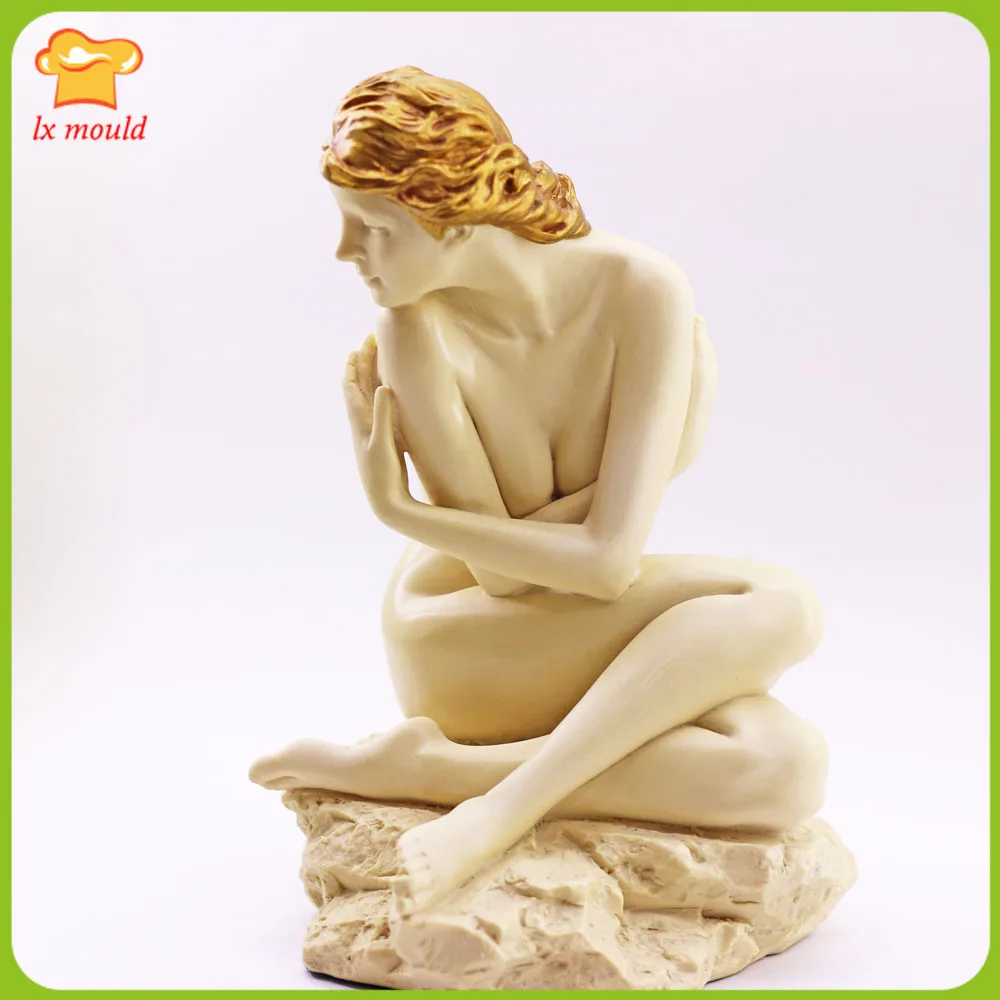 3D 돌 소녀 실리콘 캔들 몰드 레진 DIY 공예 수제 점토 몸 캔들 제작 몰드