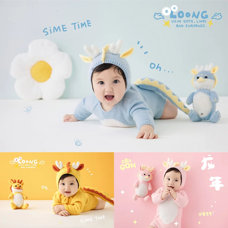 

Наряды для фотосъемки новорожденных на 3-5 месяцев, вязаный костюм Дракона, шапка крючком, детская одежда для кукольной студии, реквизит для фотосессии младенцев