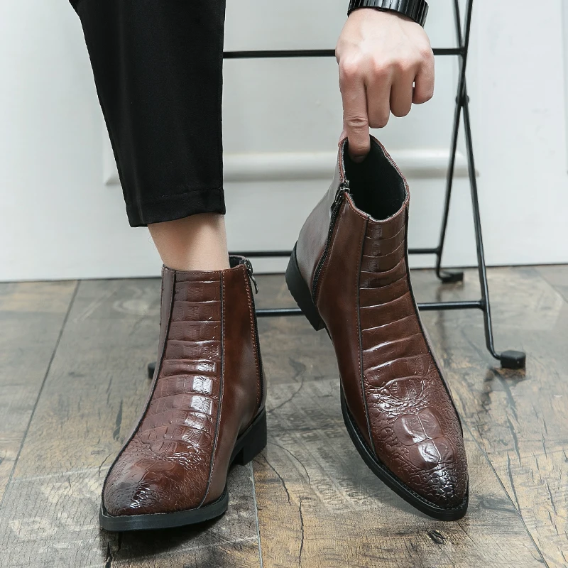 

Модные мужские ботинки челси 2024, весенние брендовые мотоциклетные ботильоны, Кожаные Классические мужские ботинки с низким верхом и боковой молнией, мужская повседневная обувь