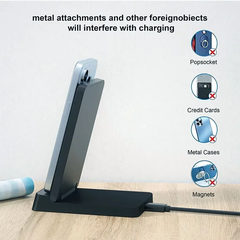 Foldable Magnetic Wireless Charger Stand Pad For Magsafe iPhone 17 16 15 14 13 12 Pro Max Samsung Phone Fast Charging Station