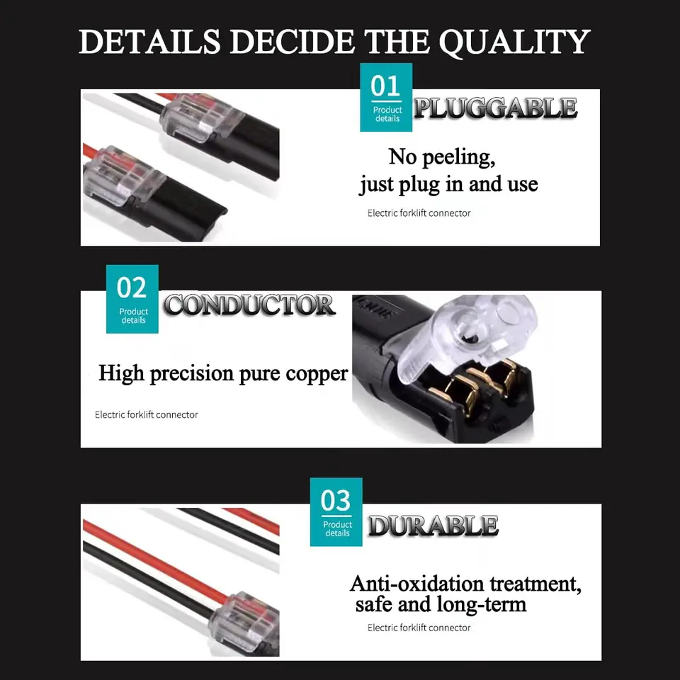 thumbnail image 2 of Wire Connectors Push In Double Wire Plug-in Connectors - 20PCS Waterproof Electrical Connectors With Locking Buckle Low Voltage Double Wire Plug In 2 of 10