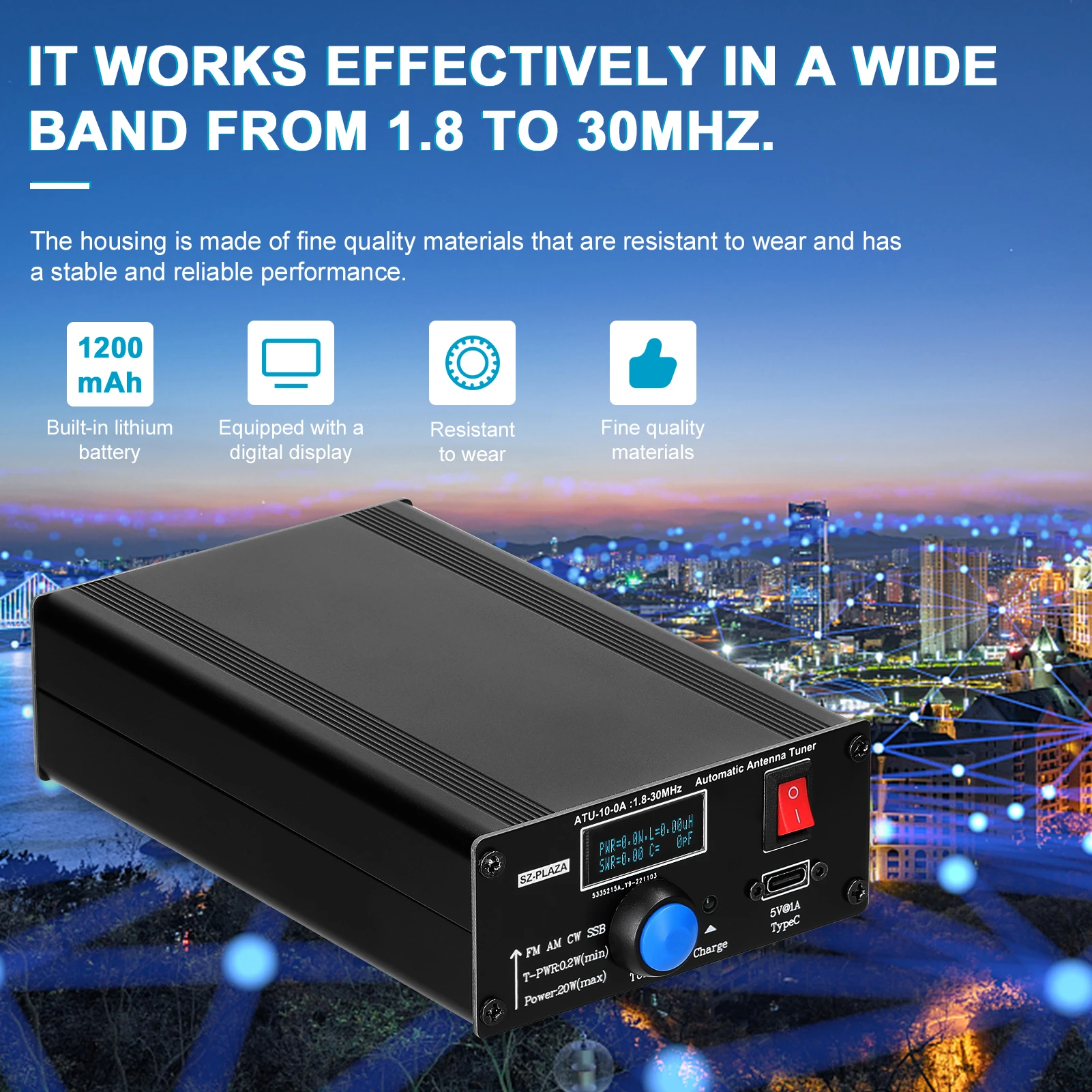 Atu100a 20w 1.830mhz Shortwave Automatic Antenna Tuner Aluminum Alloy Housing Shortwave Power