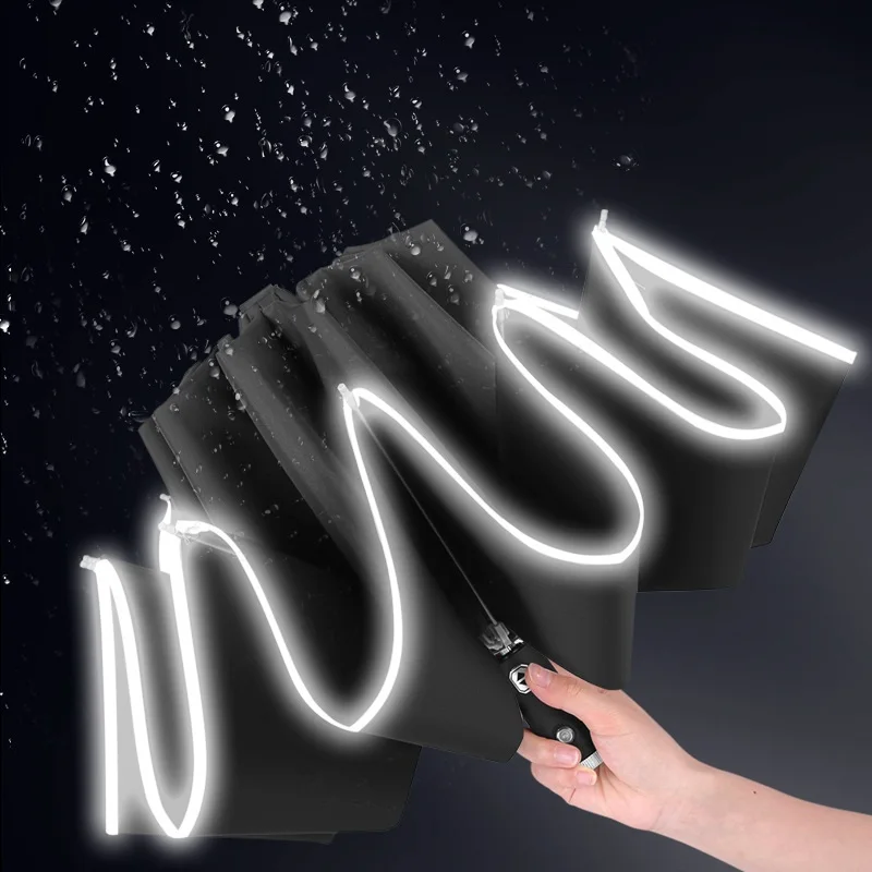 LED Umbrella Male Female Dual Purpose Fully Automatic Reverse Folding Umbrella Large Size