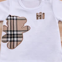 2 pièces IURNXB bébé vêtements ensemble infantile à manches courtes t-shirts + Shorts dessin animé à carreaux ours imprimé mignon enfants hauts pantalons costumes décontractés 3-24M 5