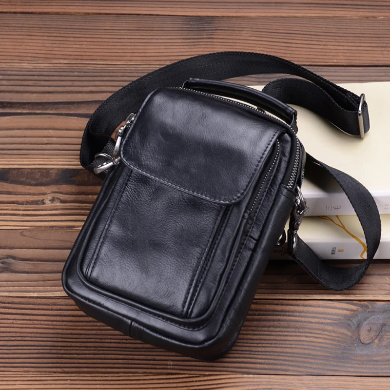 WOVELOT Men's Messenger Bag Crossbody Shoulder Bags Travel Bag Man Purse Small Sling Pack for Work Business, Black