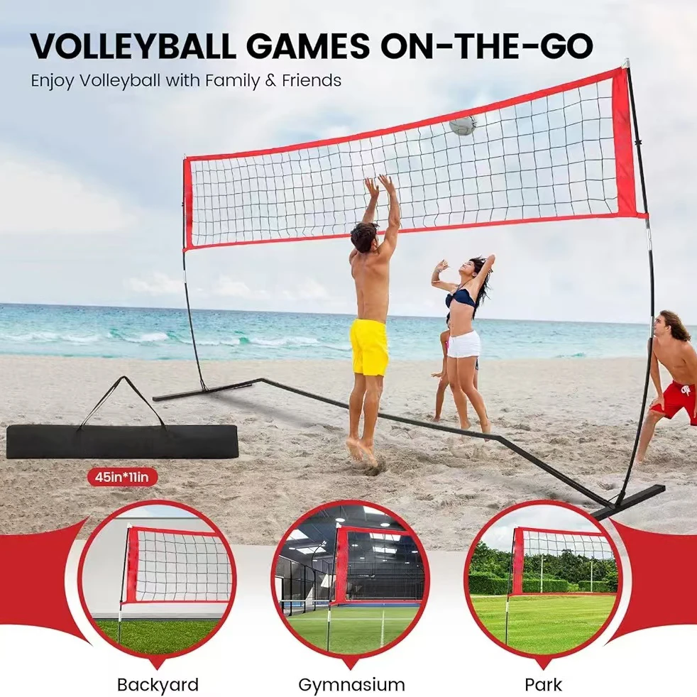 12FT Portable Volleyball Training Net ,volleyball Net Set for Beach Court or Serving Practice with Adjustable Height