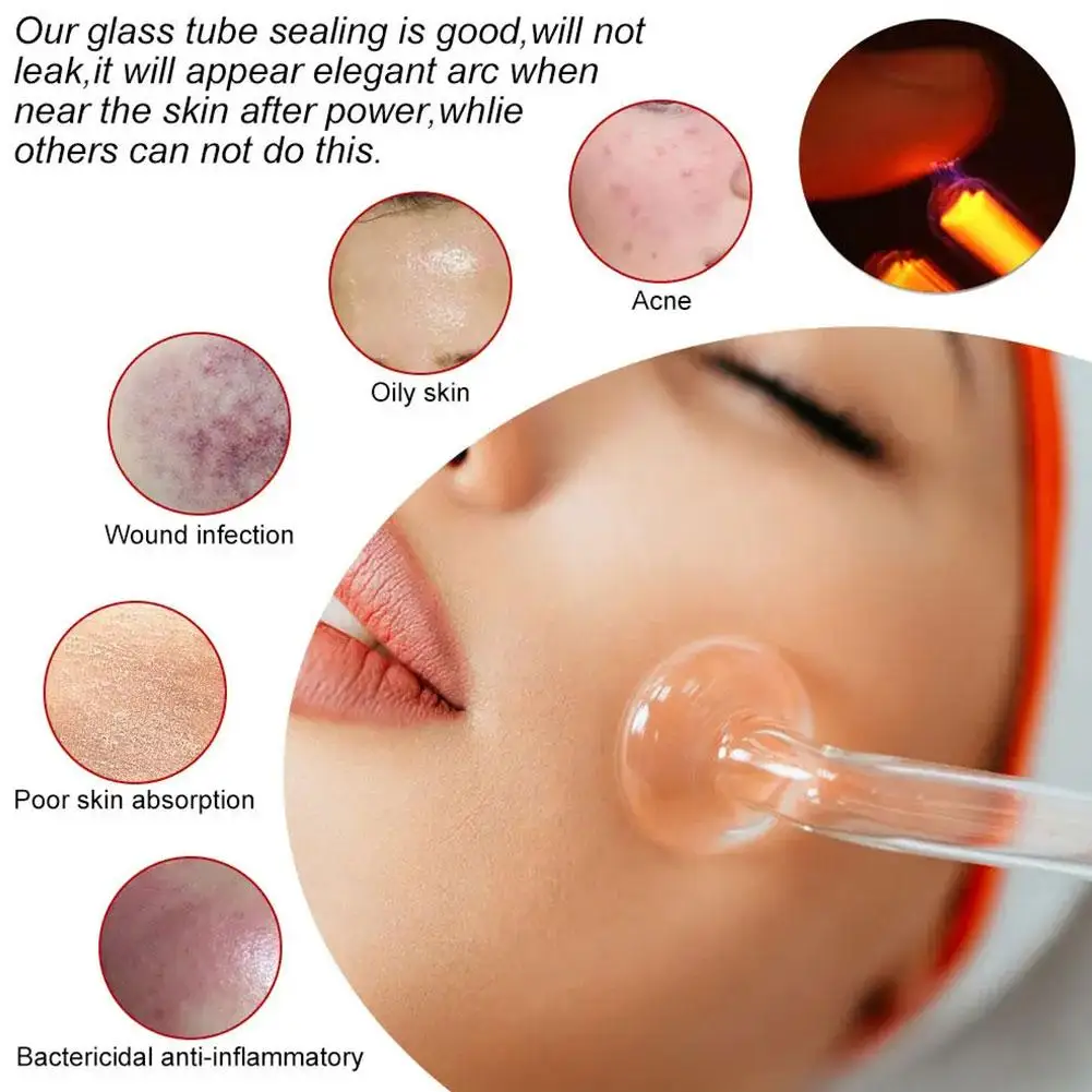 

4 In1 High Frequency Facial Wand Portable Handheld Wand Frequency Skin Electrode Glass Spot Tube Machine Acne High Remove F U0E0