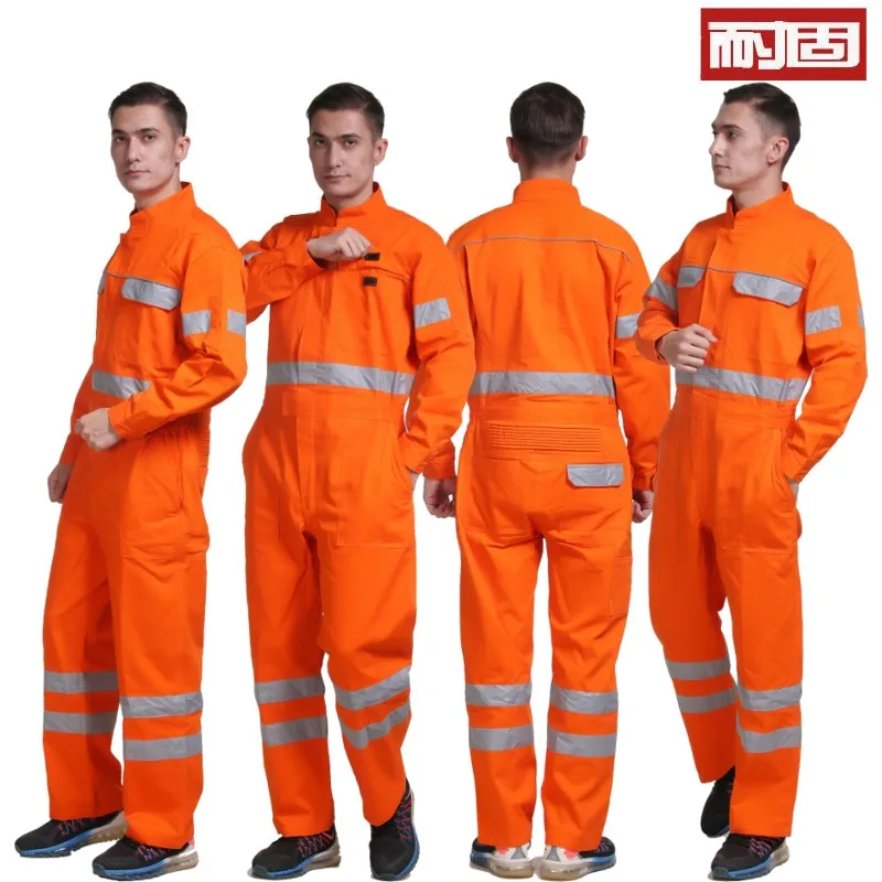 مقاومة الصيف القطن قطعة واحدة وزرة الرجال الإنقاذ حوض بناء في الهواء الطلق موقع عاكس قطاع قطعة واحدة ملابس حماية العمل