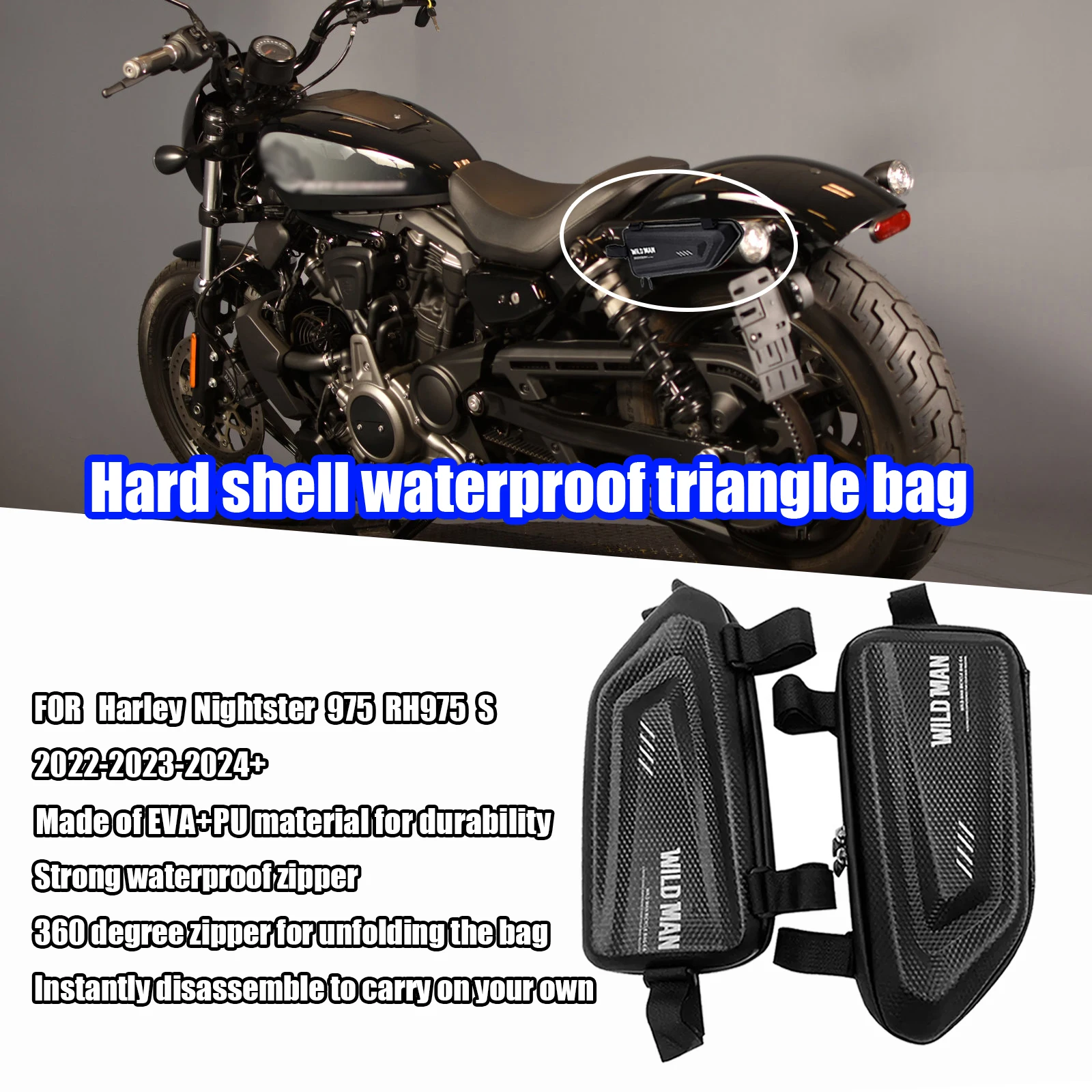 FOR Nightster 975 RH975 S motorcycle modified side bag waterproof triangle side bag hard shell bag Accessories_voghion.com