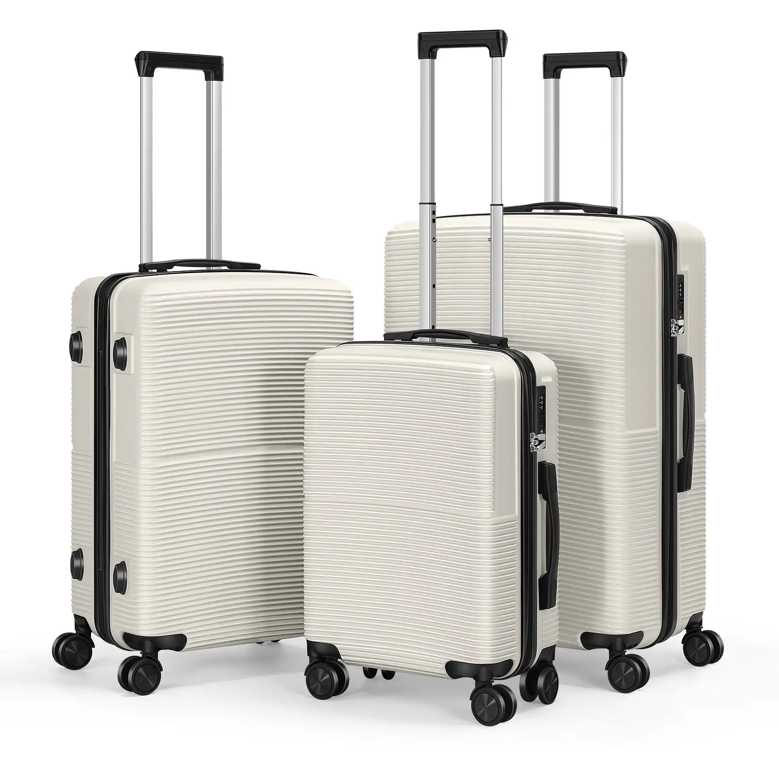 

Hardside Spinner Luggage Sets in White, 3 Piece, TSA Lock