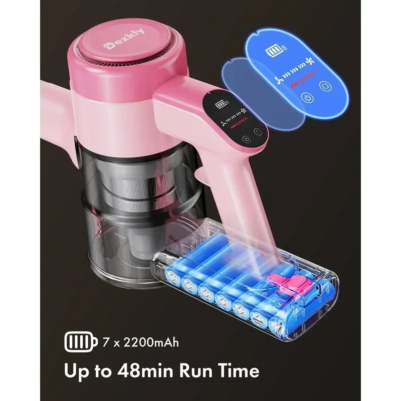 Dezkly Cordless Vacuum Cleaner, 300W 23KPa Lightweight Stick Vacuum , 3 Suction, LED Display, Powerful Vacuum Cleaner 6