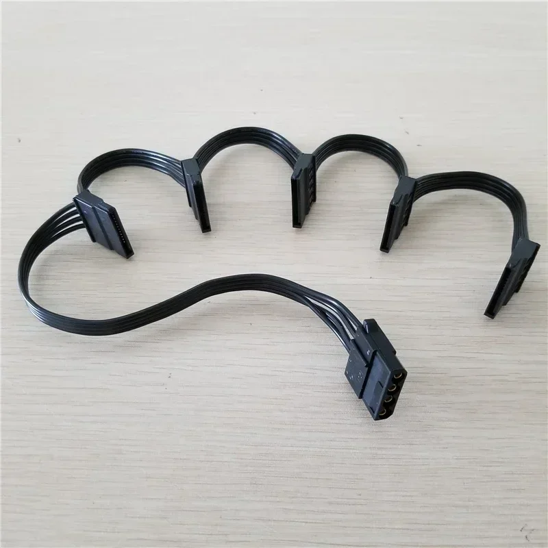 PC Computer Hard Drive 4Pin Female IDE Molex 1 to 5 SATA Splitter Adapter Converter Power Supply Cable Cord 18AWG Wire