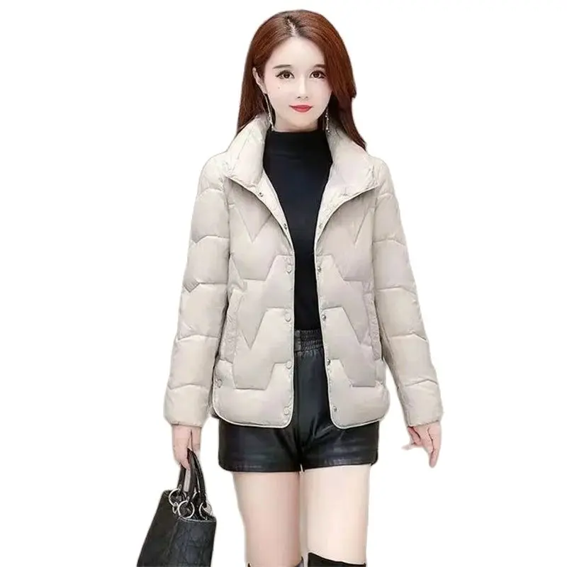 

Winter Short Cotton Jacket Women New Loose Stand-Up Collar Coat Covered Button Outerwear Pure Colour Fashion Overcoat Female