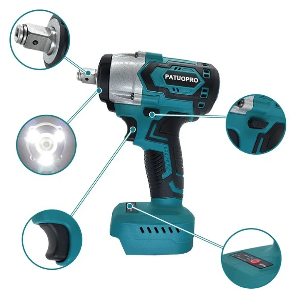 500N.m Brushless Impact Wrench 1/2 Inch Cordless Rechargeable Electric Wrench Home Power Tool For Makita 18V Battery(No Battery） 3