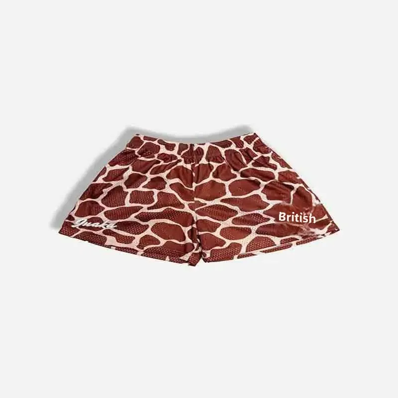 Men's Summer Mesh Basketball Shorts Quick Dry Breathable Fashion Leopard Print Sporty Quadrapartite Pants Skateboard Long Pants