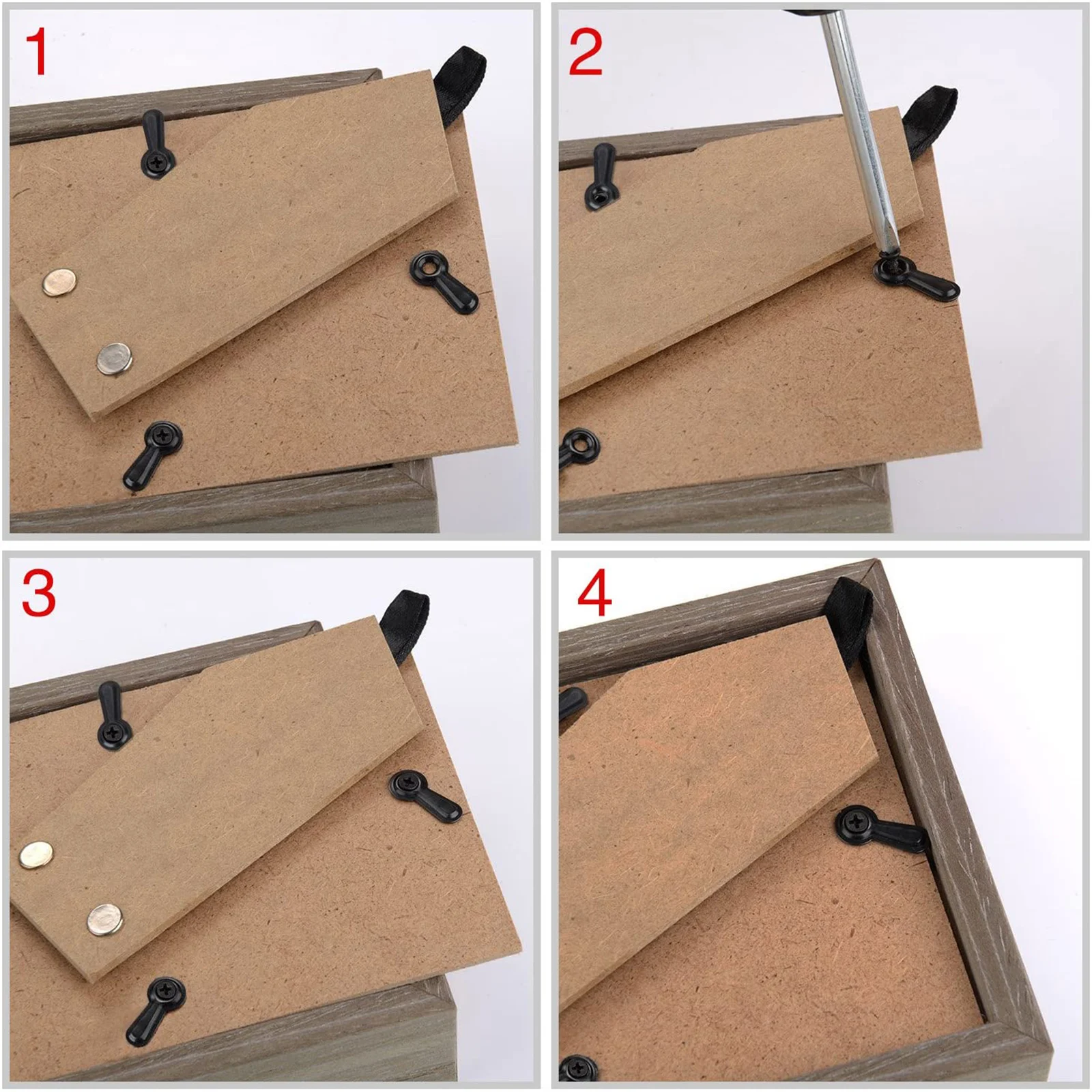 Picture frame hangers hanging hooks 100 pcs Metal Pump Picture Mirror Scrapbook Photo Frame Hooks Backboard Turnbutton Turn Button for Hanging Pictures Photos Black