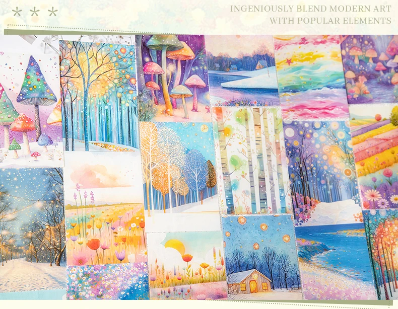 10 teile/paket Landschaft Thema PET Aufkleber Scrapbooking Materialien DIY Junk Journal Collage Collage sprache Dekor Aufkleber – Detail 5