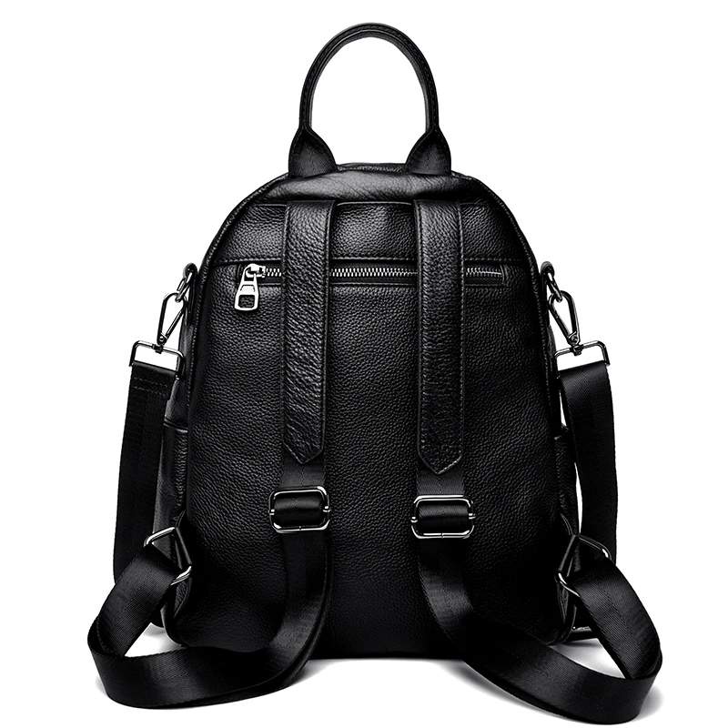 Genuine Leather Women's Backpack Fashion and Elegant Bag Soft Leather Solid Backpack Zipper Comfortable Bag For Ladies Designer 3