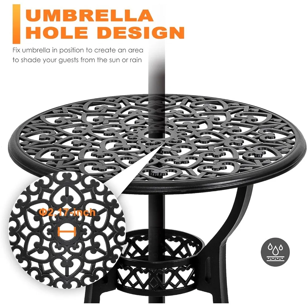 3-Piece Cast Aluminum Bistro Set with Cushions 4