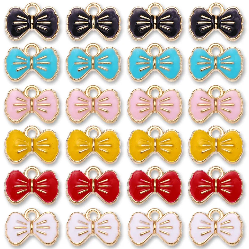 Bow Enamel Charms - Pack of 60 Bowknot Pendants Cute Multicolor Earrings  Accessories for Necklace Bowknot Bracelet Jewelry Making DIY Crafting