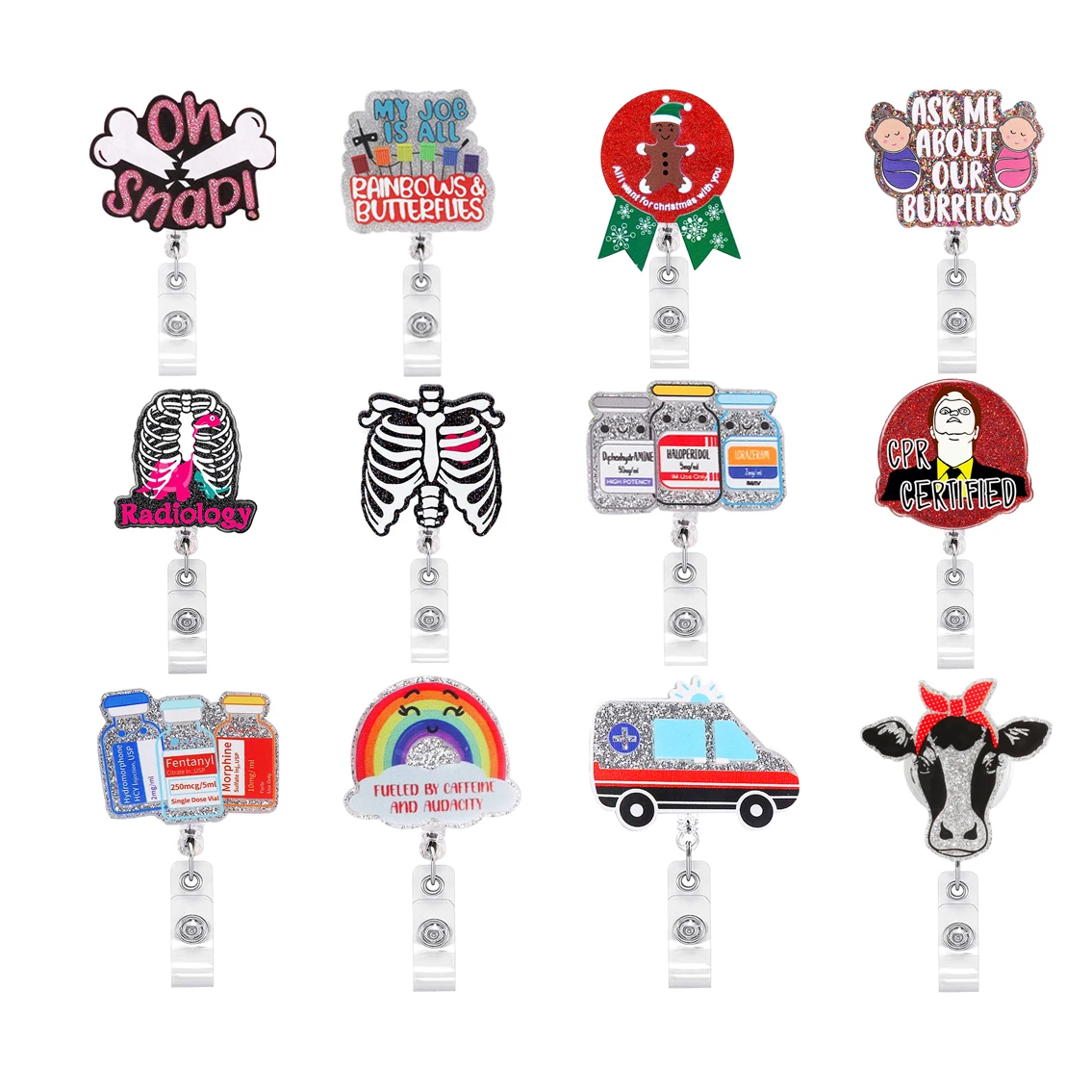 Acrylic Holiday Badge Reel Retractable Holders Name ID Nursing Badge Clips  Doctor Teacher Student Gift 2023 New - AliExpress