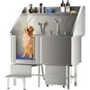 304 Stainless Steel Dog Washing Station, 50 Inch Professional Dog Grooming Tub, Pet Bathtub with Sink, Storage Drawer,Ladder 1