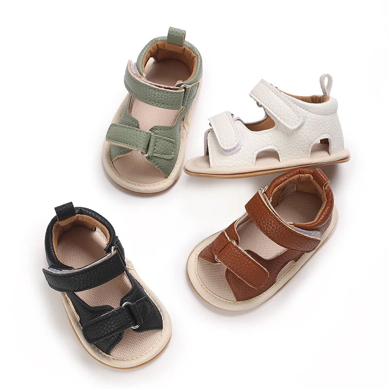 VALEN SINA Summer Baby Sandals Baby Boy Girl PU Leather Shoes Toddler Rubber Sole Flat Anti-slip First Walkers Crib Baby Shoes 1