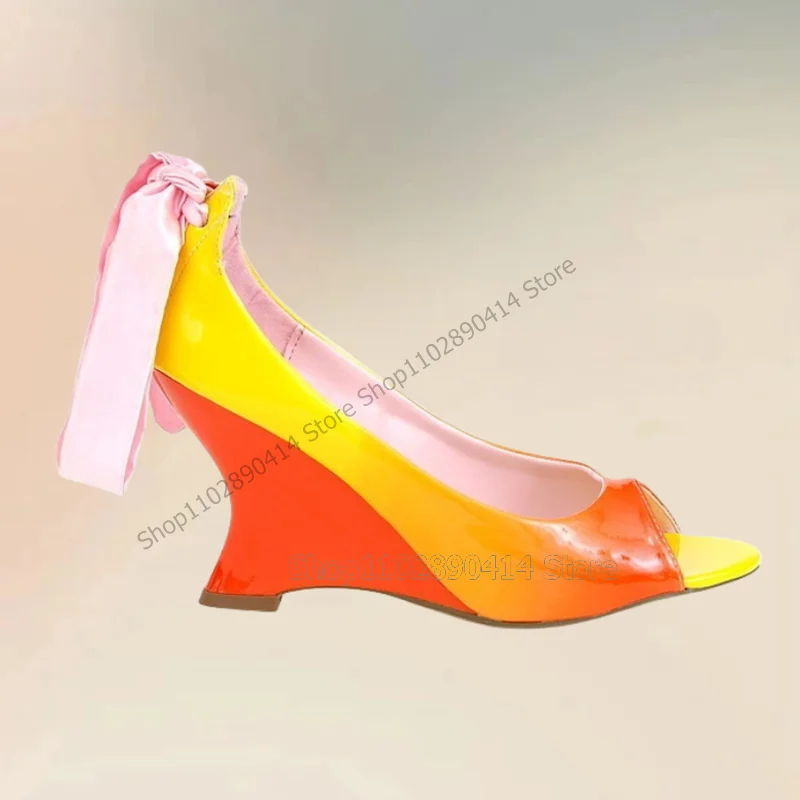 

Pink Bow Knot Riband Decor Strange Style Heels Pumps Back Strap Women Shoes Peep Toe Fashion Banquet 2023 Zapatos Para Mujere