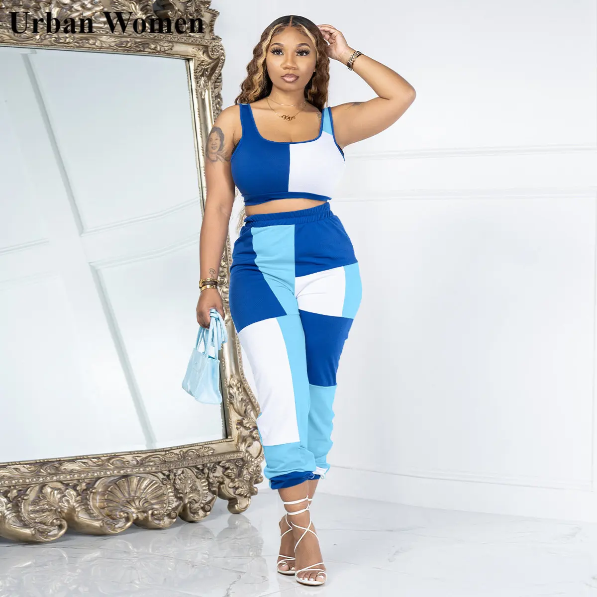 

Летний модный комплект из двух предметов, Женский Повседневный Спортивный стильный Топ, спортивные брюки, Женский комплект из двух предметов